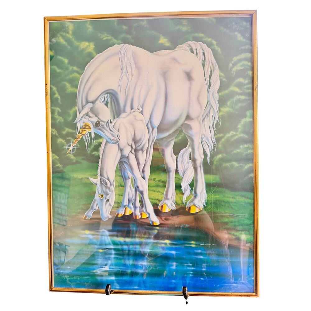 Vintage 1982 Sue Dawe “First Look” Unicorn Art Print